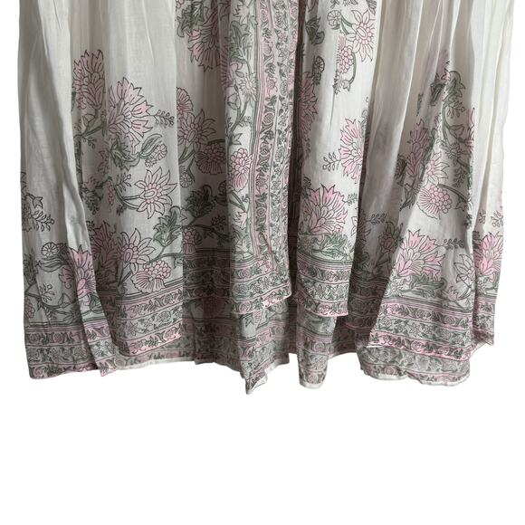 Juliet Dunn London White Floral Block Print Boho Cotton Shirt Mini Dress Size S - Picture 7 of 12
